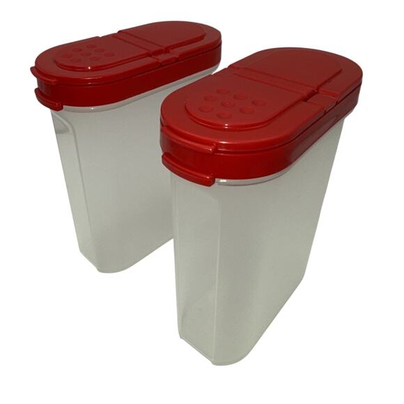 Lot of Two (2) Tupperware 1846D-2 Modular Mates Spice Container Red Lids - Picture 1 of 7